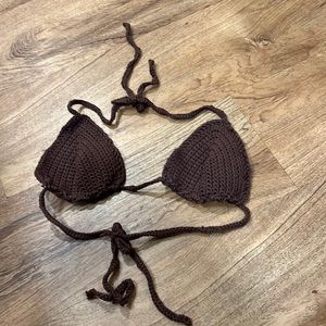 Crochet bralette fits XS/S brown
